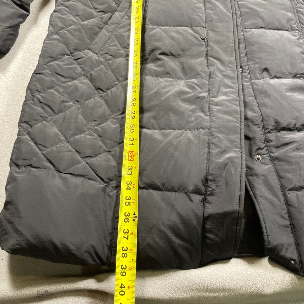 Calvin Klein Puffer Coat Womens Size Large Black Long Quilted Full Zip Snaps - Picture 4 of 8